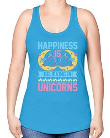 happiness is believing in unicorns 164# - unicorn -Racerback Tank