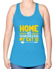 home is wherever my cat is Style 50# - cats -Racerback Tank