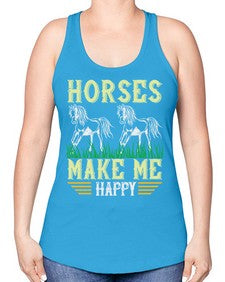 horses make me happy Style 40# - horse -Racerback Tank