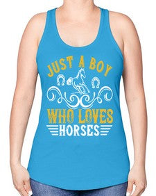 just a boy who loves horses Style 32# - horse -Racerback Tank