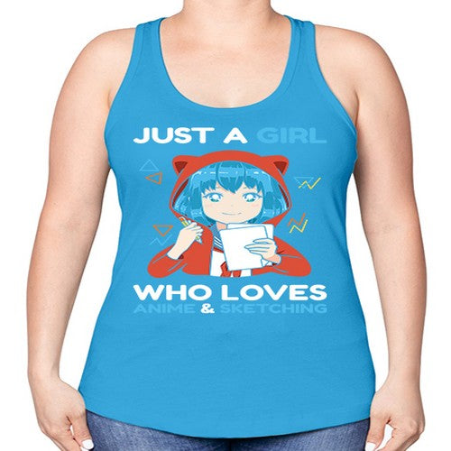 just a girl who loves anime and sketching259# - anime -Racerback Tank