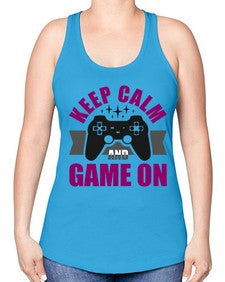 keep calm and game on 132# - video games -Racerback Tank