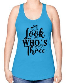 look whos three 265# - unicorn -Racerback Tank