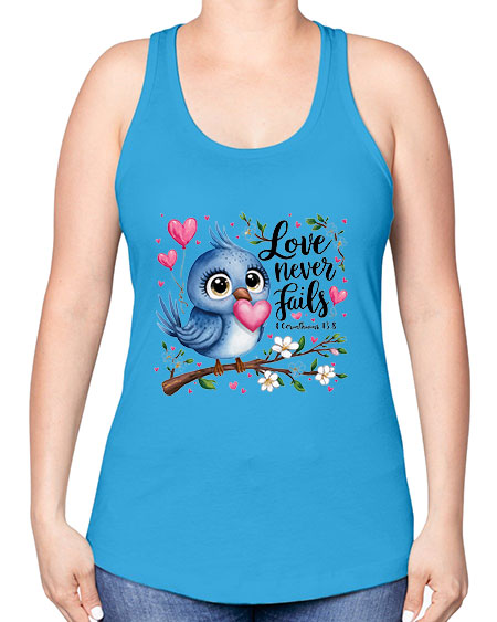 love never fails 63# - birds -Racerback Tank