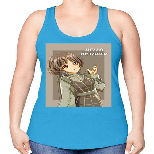 of beautiful girl in hello october 133# - anime -Racerback Tank