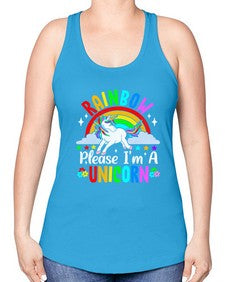 rainbow please im a unicorn 364# - unicorn -Racerback Tank