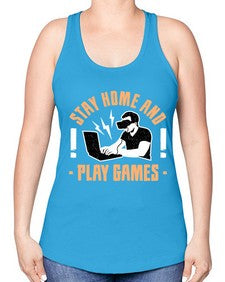 stay home and play game 153# - video games -Racerback Tank