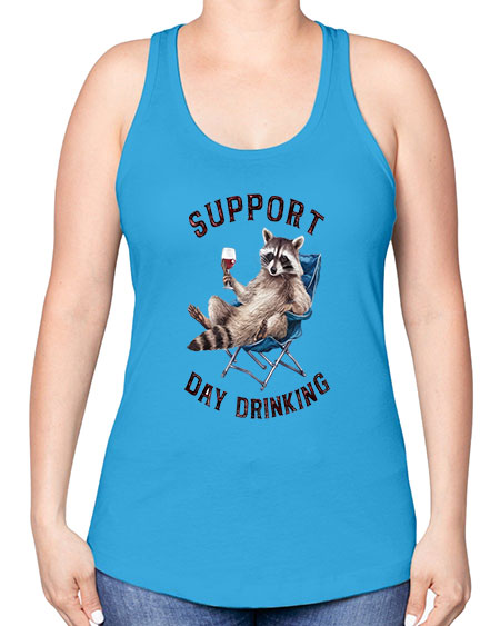 support day drinking 67# - raccoon -Racerback Tank