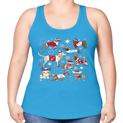 x mas dogs shirt 248# - dogs -Racerback Tank