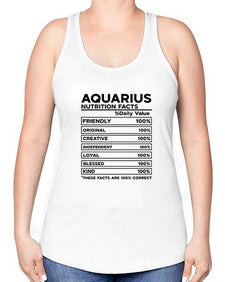 Aquarius Nutrition Facts 67# - aquarius -Racerback Tank