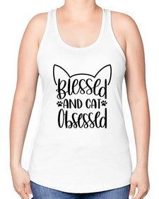 Blessed And Cat Obsessed Style 79# - cats -Racerback Tank