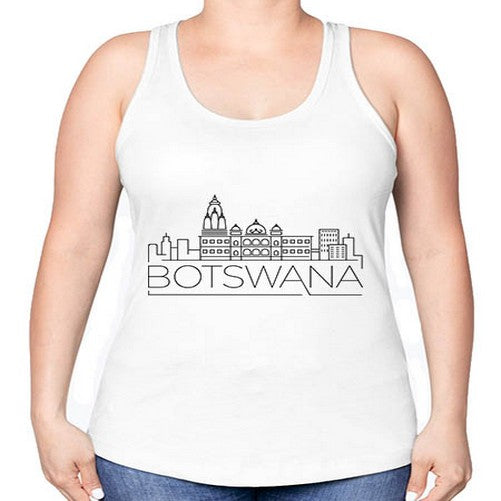 Botswana Minimal Skyline 483# - cities -Racerback Tank