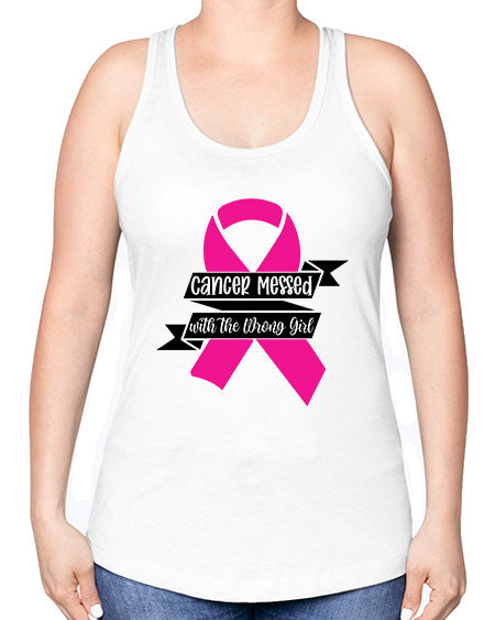 Cancer Messed with the Wrong Girl 30# - breast cancer -Racerback Tank