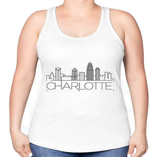 Charlotte Minimal Skyline 557# - cities -Racerback Tank