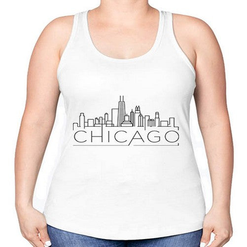Chicago Minimal Skyline 568# - cities -Racerback Tank