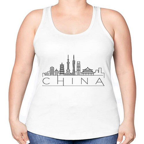 China Minimal Skyline 576# - cities -Racerback Tank