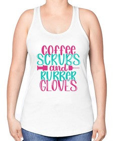 Coffee Scrubs And Rubber Gloves Style Style 665# - nurse -Racerback Tank