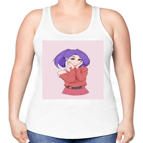 Cute girl with cute pose 138# - anime -Racerback Tank