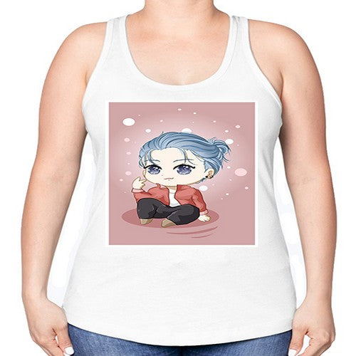 Cute little boy silver hair 78# - anime -Racerback Tank