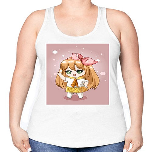 Cute little girl yellow hair wearing uniform 130# - anime -Racerback Tank