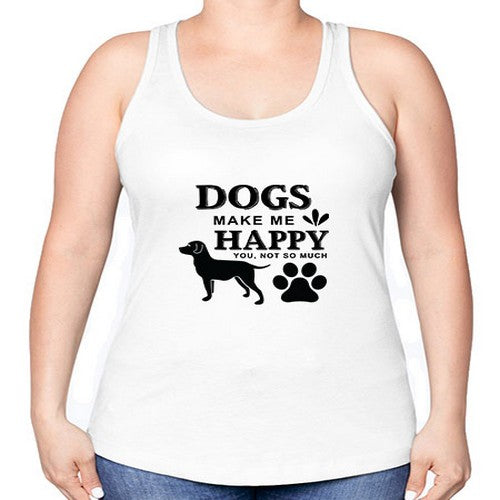 Dogs Make Me Happy Style 44# - dogs -Racerback Tank
