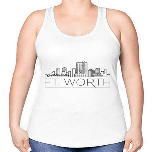 Ft Worth Minimal Skyline 750# - cities -Racerback Tank