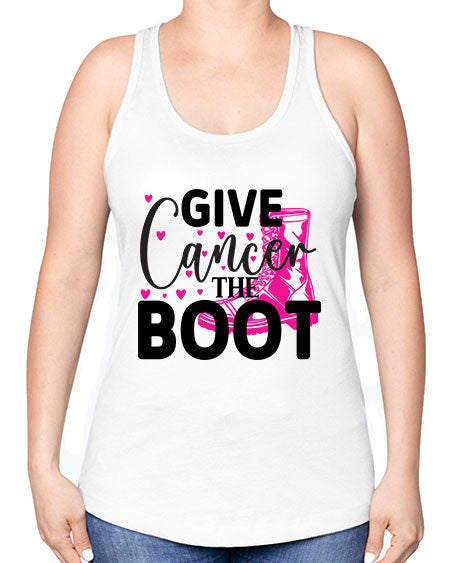 Give Cancer the Boot 24# - breast cancer -Racerback Tank