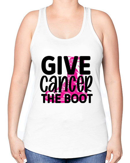 Give Cancer the Boot 25# - breast cancer -Racerback Tank
