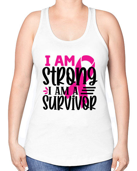 I Am Strong I Am a Survivor 19# - breast cancer -Racerback Tank