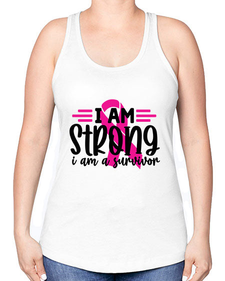 I Am Strong I Am a Survivor 20# - breast cancer -Racerback Tank
