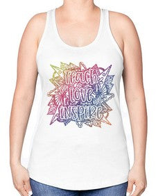 Mandala Teach Love Inspire Rainbow Glitter 762# - mandala -Racerback Tank