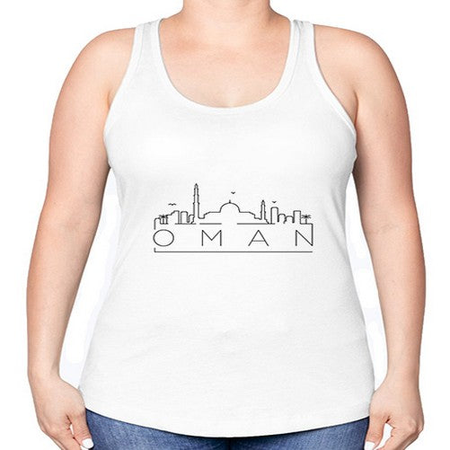 Oman Minimal Skyline 1532# - cities -Racerback Tank