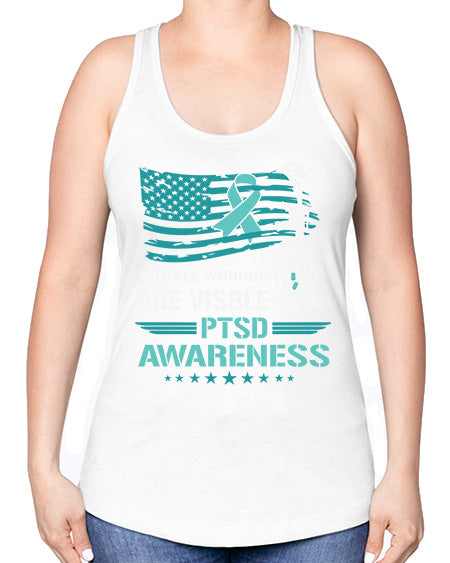 Patriotic Military PTSD Awareness 13# - PTSD -Racerback Tank