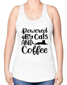 Powered By Cats And Coffee Style 102# - cats -Racerback Tank