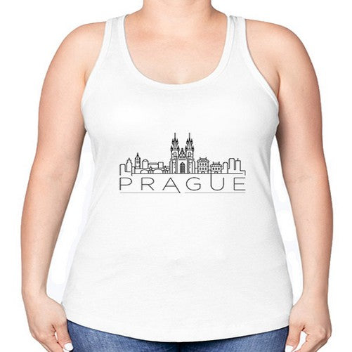 Prague Minimal Skyline 1685# - cities -Racerback Tank