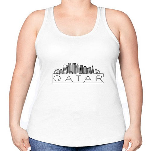 Qatar Minimal Skyline 1699# - cities -Racerback Tank