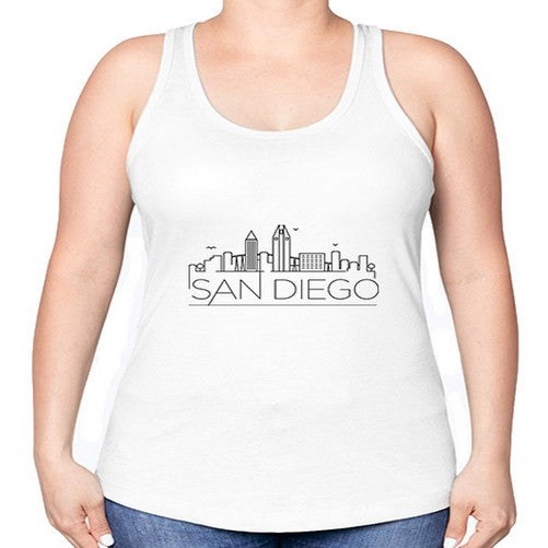 San Diego Minimal Skyline 1774# - cities -Racerback Tank