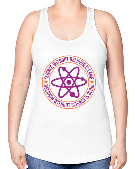 Science without religion is lame religion without science is blind 314# - general science -Racerback Tank