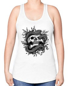 Snake Skull 1095# - skull and bones -Racerback Tank