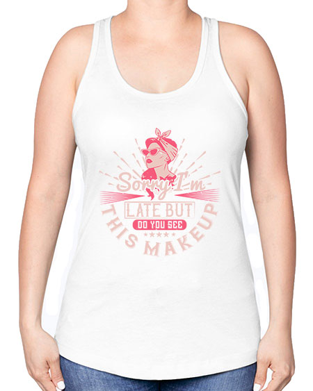 Sorry Im late but do you see this makeup Style 186# - beauty - fashion -Racerback Tank