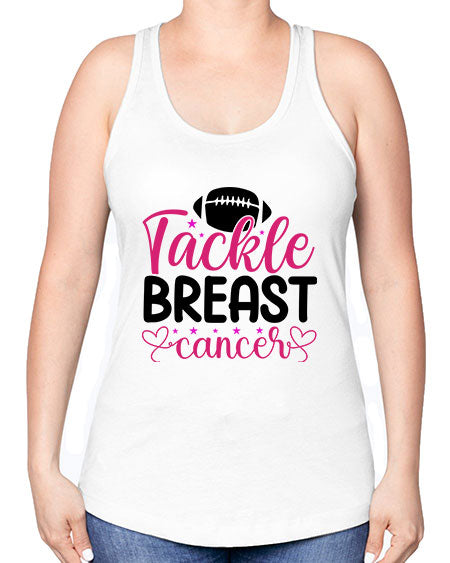 Tackle Breast Cancer 4# - breast cancer -Racerback Tank