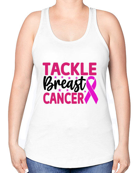 Tackle Breast Cancer 5# - breast cancer -Racerback Tank
