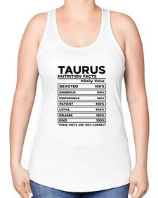 Taurus Nutrition Facts 490# - taurus -Racerback Tank