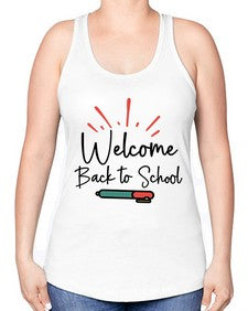 Welcome Back to School 994# - last day of school -Racerback Tank