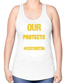 Your constituion protects aliens and drunks 49# - ufo -Racerback Tank