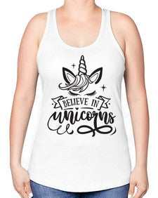 believe in unicorns black 55# - unicorn -Racerback Tank