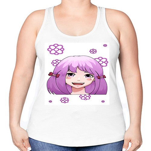 cute ponytails purple hair girl 63# - anime -Racerback Tank