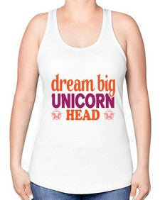 dream big unicorn head 108# - unicorn -Racerback Tank