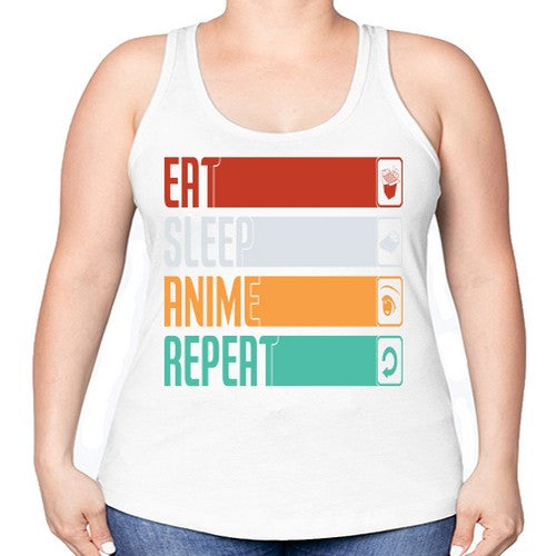 eat sleep anime repeat225# - anime -Racerback Tank