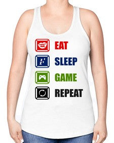 eat sleep game repeat 77# - video games -Racerback Tank
